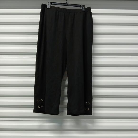 Michael Kors Pants Womens Large Petite Black Cropped Pull On Classic NWT Pockets - Picture 2 of 9